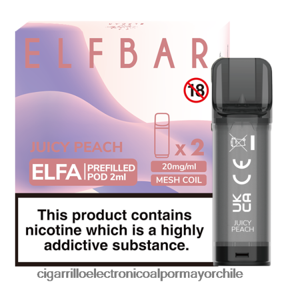 Durazno jugoso 8V60V0332 Cigarrillo Electrónico Sin Nicotina - ELFBAR Elfa cápsula precargada - 2 ml - 20 mg (paquete de 2)