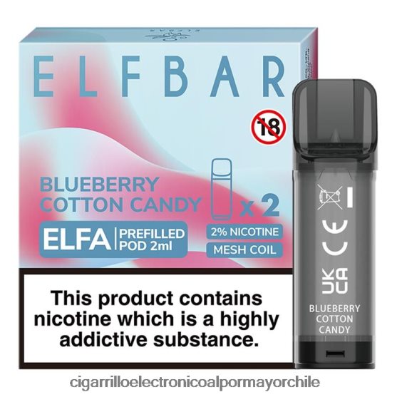 algodón de azúcar de arándanos 8V60V0331 Cigarrillo Electrónico Recargable - ELFBAR Elfa cápsula precargada - 2 ml - 20 mg (paquete de 2)