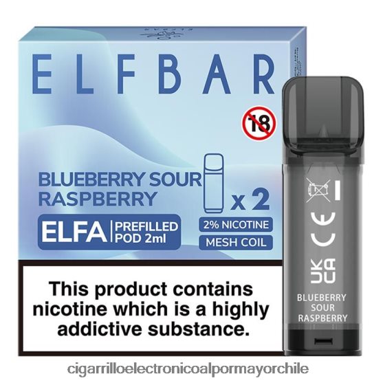 arándano frambuesa agria 8V60V0323 Cigarrillo Electrónico Vape - ELFBAR Elfa cápsula precargada - 2 ml - 20 mg (paquete de 2)