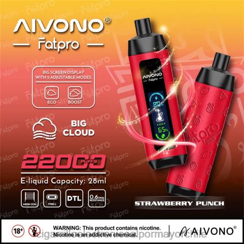 Aivono Fatpro 22000 ponche de fresa 4J88D8 - Cigarrillo Electrónico Para Dejar De Fumar