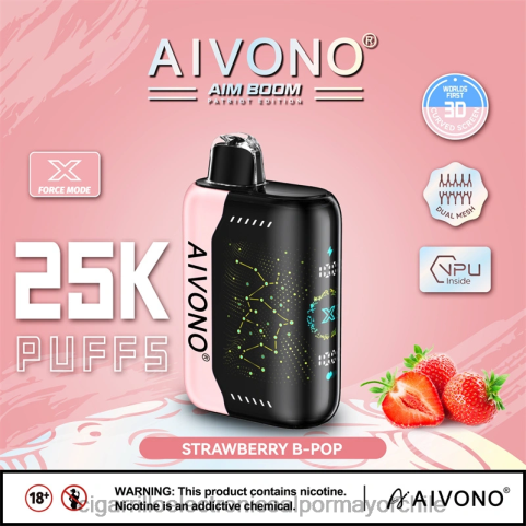 Aivono AIM BOOM 25000 b-pop de fresa 4J88D352 - Cigarrillo Electrónico Sin Nicotina