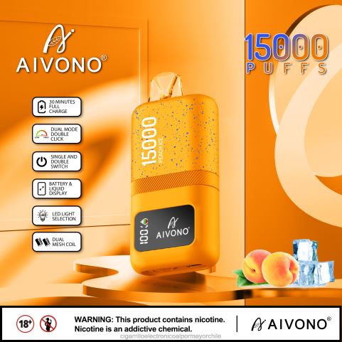 Aivono AIM magic 15000 hielo de durazno 4J88D59 - Cigarrillo Electrónico Precio Chile