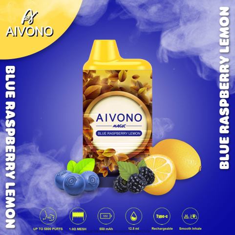 Aivono AIM MAGIC cigarrillo de caja de 5800 bocas limón frambuesa azul 4J88D91 - Cigarrillo Electrónico Recargable