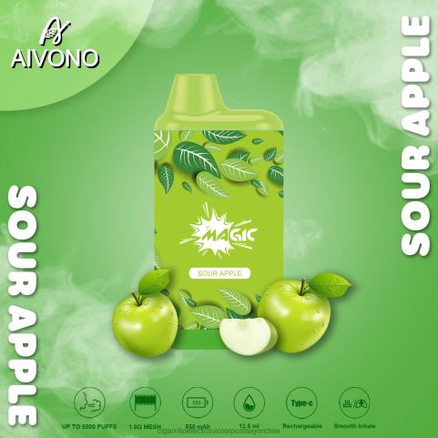 Aivono AIM MAGIC cigarrillo de caja de 5800 bocas manzana agria 4J88D87 - Cigarrillo Electrónico Con Nicotina