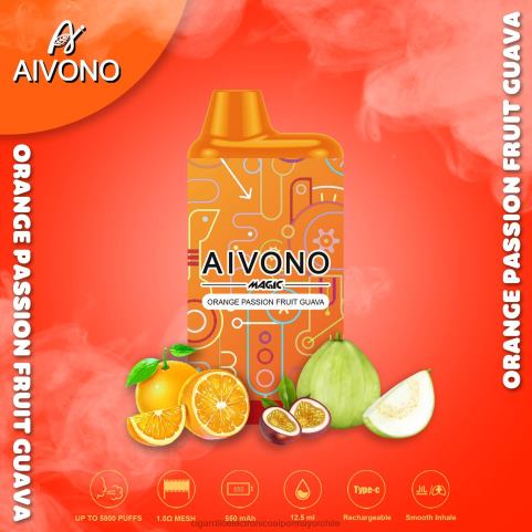 Aivono AIM MAGIC cigarrillo de caja de 5800 bocas naranja maracuyá guayaba 4J88D90 - Cigarrillo Electronico Chile