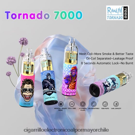 desechable 8V60V01 Cigarrillo Electrónico Recargable - RandM Tornado 7000 5%