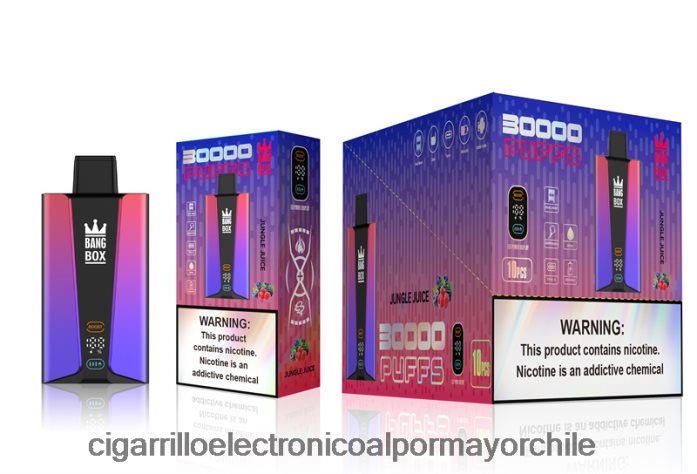 Bang Box Pantalla inteligente de 30000 inhalaciones jugo de la selva J0LV2678 - Cigarrillo Electronico Chile
