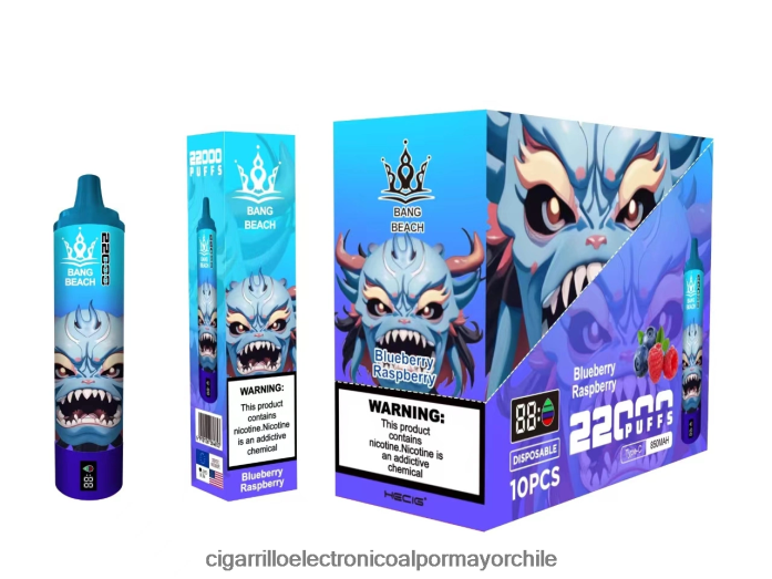 Bang Beach Pantalla inteligente de 22000 inhalaciones frambuesa arándano J0LV2614 - Cigarrillo Electrónico Desechable