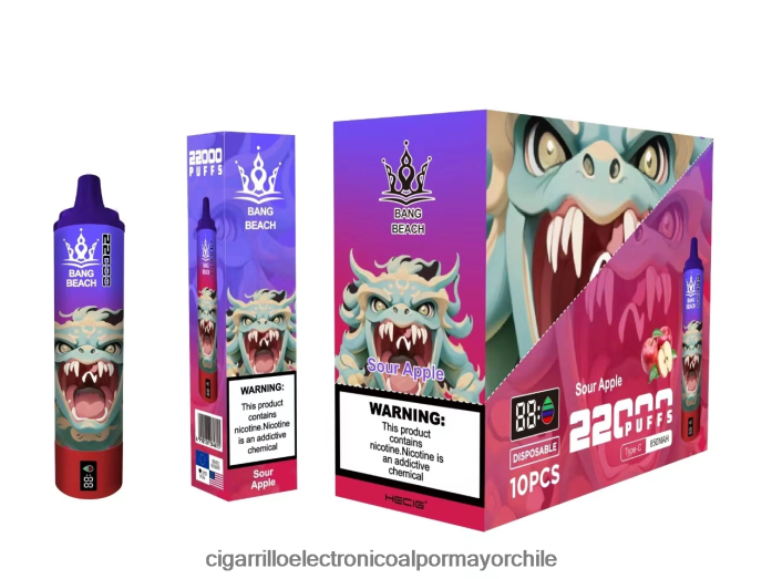 Bang Beach Pantalla inteligente de 22000 inhalaciones manzana agria J0LV2613 - Cigarrillo Electrónico Vape
