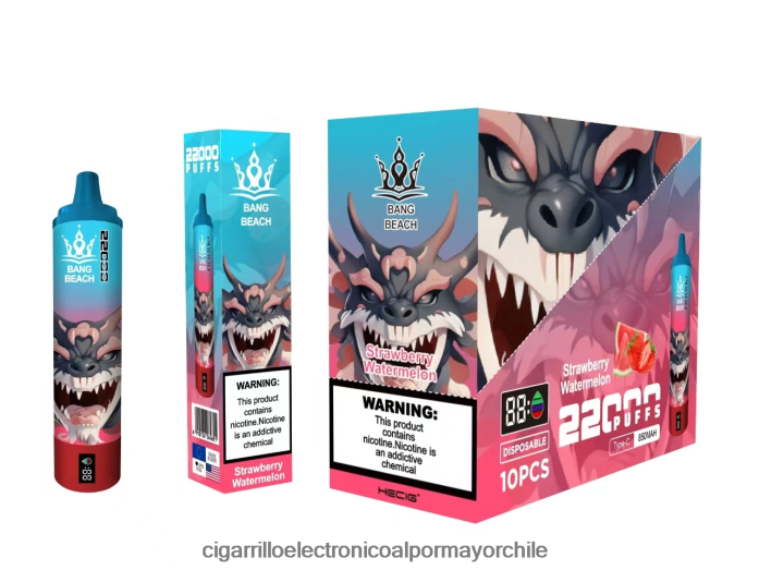 Bang Beach Pantalla inteligente de 22000 inhalaciones sandia fresa J0LV2623 - Cigarrillo Electrónico Vape