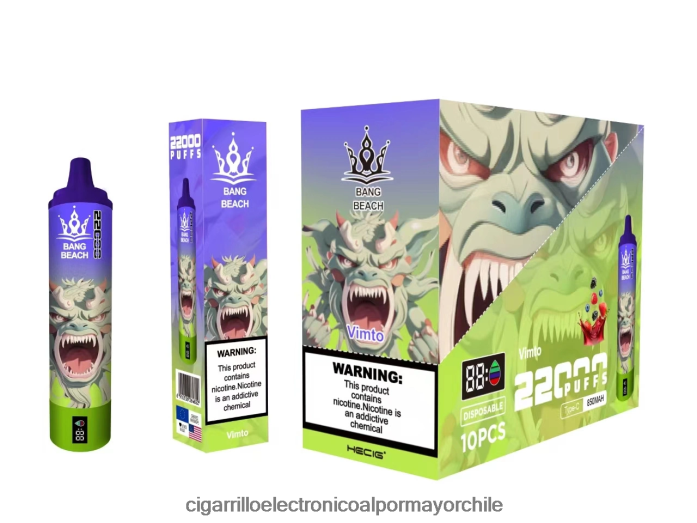 Bang Beach Pantalla inteligente de 22000 inhalaciones vimto J0LV2618 - Cigarrillo Electrónico Para Dejar De Fumar