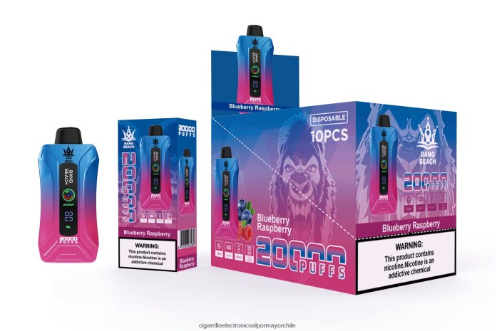 Bang Beach vape elegante de la pantalla de 20000 soplos frambuesa arándano J0LV2612 - Cigarrillo Electrónico Sin Nicotina