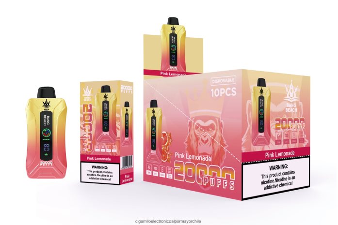 Bang Beach vape elegante de la pantalla de 20000 soplos limonada rosa J0LV264 - Cigarrillo Electrónico Desechable