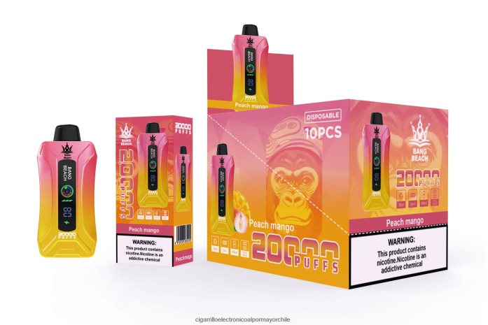 Bang Beach vape elegante de la pantalla de 20000 soplos mango durazno J0LV262 - Cigarrillo Electrónico Sin Nicotina