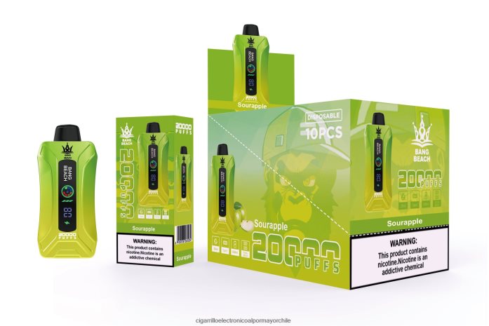 Bang Beach vape elegante de la pantalla de 20000 soplos manzana agria J0LV261 - Cigarrillo Electrónico Recargable