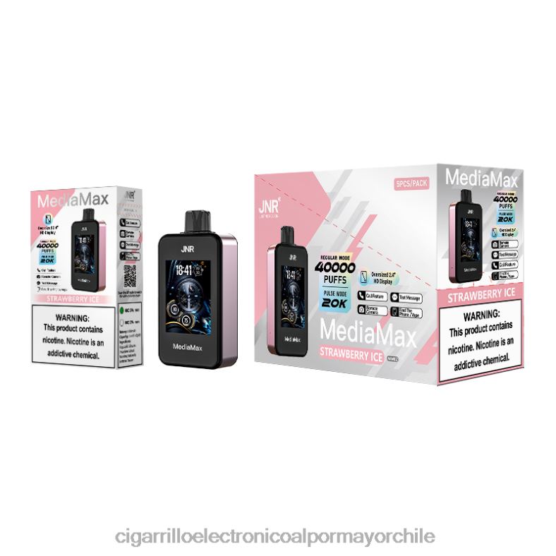Cigarrillo Electrónico Con Nicotina - JNR MediaMax bocanada de 40k hielo de fresa 022R017