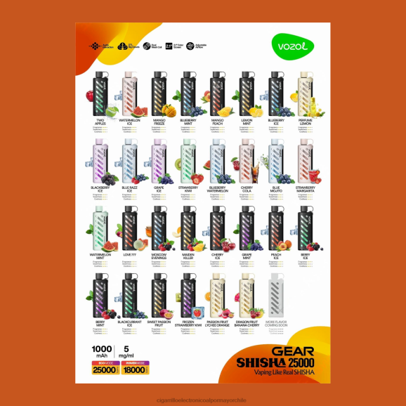 VOZOL engranaje shisha 25000 multi D2641 - Cigarrillo Electrónico Recargable